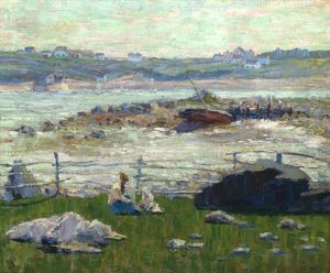 Vera Kuhn Sitting On Grass, Blanford, Nova Scotia by Walt Kuhn