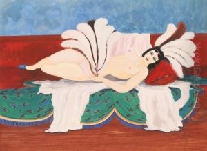 Reclining Topless Fan Dancer by Walt Kuhn