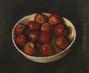Red Apples In Wood Bowl by Walt Kuhn