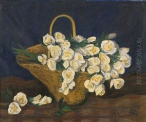 White Roses In Basket by Walt Kuhn