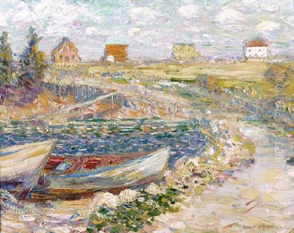 Rowboats At Shore, With House - view 1