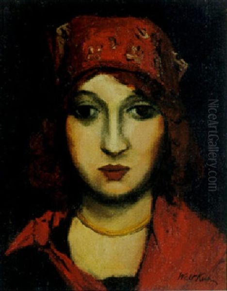 Portrait Of A Woman With A Red Kerchief - view 1