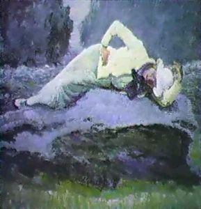 Woman Reclining On Rock by Walt Kuhn