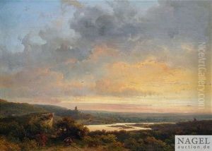 Flusslandschaft Bei Sonnenuntergang