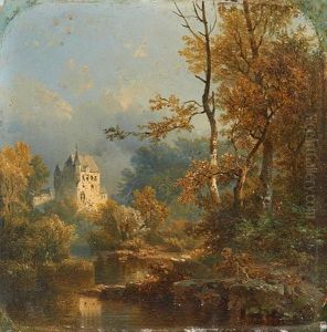 Le Chateau Au Bord De La Riviere by Pieter Lodewijk Kuhnen