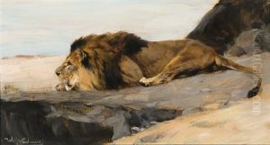 Lion On The Lurk by Wilhelm Friedrich Kuhnert