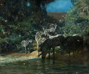 The Tropical Night At The River by Wilhelm Friedrich Kuhnert