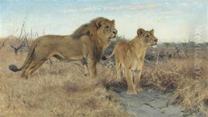 Lions On The Plains Of Africa by Wilhelm Friedrich Kuhnert