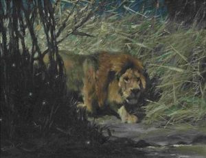 Lowe Zieht Zur Tranke by Wilhelm Friedrich Kuhnert