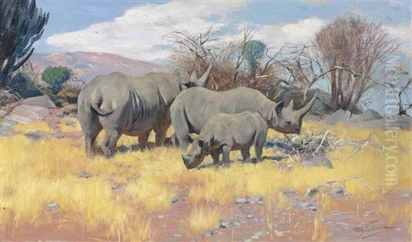 A Group Of Rhinoceros - view 1