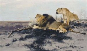 Roaring Lions by Wilhelm Friedrich Kuhnert