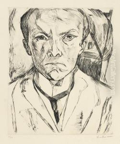 Frontal Self-portrait With House Gable In Background - view 1