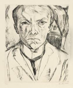 Frontal Self-portrait With House Gable In Background