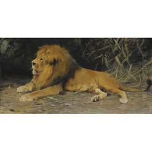 Lowe Im Versteck - Lion In His Den by Wilhelm Friedrich Kuhnert