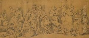 Merrymaking Frieze Of Figures by Wilhelm Beckmann