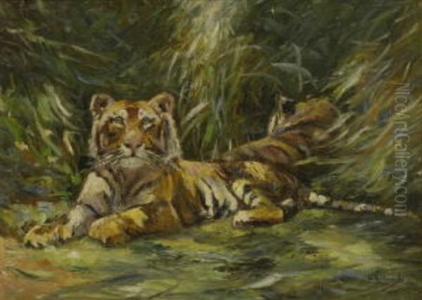 Zwei Tiger Im Gras - view 1