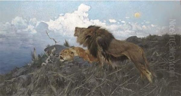 Lions At Dusk - view 1