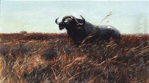 Kafferbuffel Sichernd by Wilhelm Friedrich Kuhnert