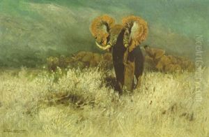 Elefanten Vorm Steppenbrand Fluchtend by Wilhelm Friedrich Kuhnert