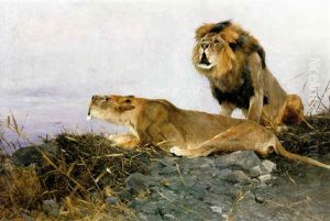 Brullende Lowen (roaring Lions) by Wilhelm Friedrich Kuhnert