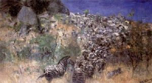 Zebras In A Landscape