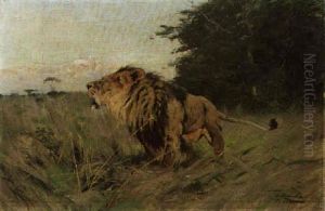A Prowling Lion by Wilhelm Friedrich Kuhnert