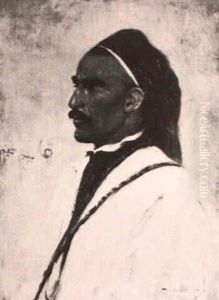 Halbportrait Eines Arabers Im Weisen Kaftan by Wilhelm Friedrich Kuhnert