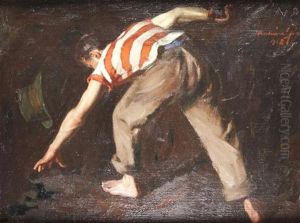 Junge Beim Boule-spiel