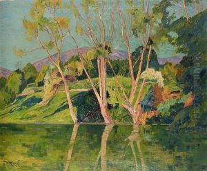 Sich Spiegelnde Baume Am Ufer by Willhelm Kukuk