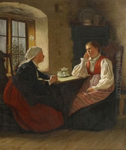 Kaffestunden - Allmogeinterior by Jakob Kulle