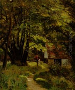 Mor Og Barn Ved En Hytte I En Skov by Jakob Kulle