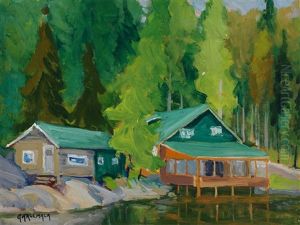 Cabins On A Lake by George Arthur Kulmala