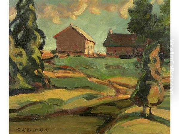 Farm Buildings Through Trees - view 1