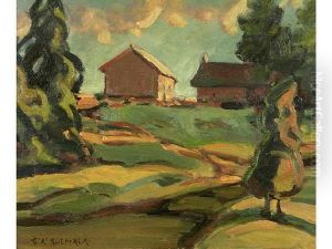 Farm Buildings Through Trees by George Arthur Kulmala