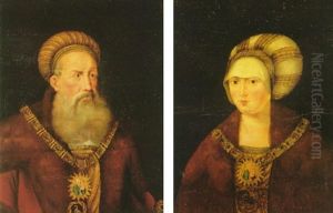 Portrait Of Frederick Margrave Of Brandenburg Wearing A Fur Trimmed Red Robe And A Devotional Necklace
