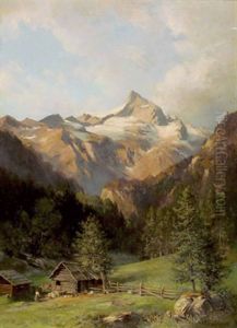 Almhutte Mit Blick Auf Bergspitze