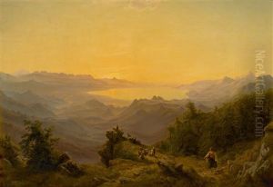 View From The Mountains Of Montenegro Towards Lake Scutari by Carl Robert Kummer