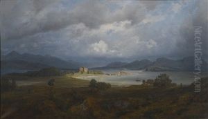 Scottish Landscape With A Castle And Loch