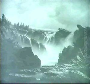 Die Wasserfalle Von La Chaudiere Bei Quebec by Julius Herman Kummer
