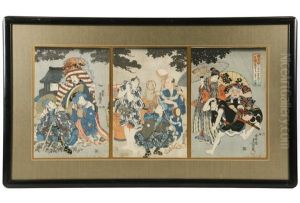 Triptych Of A Traveling Troupe Of Entertainers Caught In A Sudden Rainstorm Triptych Of A Traveling Troupe Of Entertainers Caught In A Sudden Rainstorm
