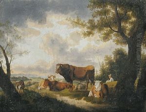 Landschaft Mit Hirte, Rindern Und Ziege by Karl Kuntz