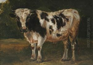 Junges Geflecktes Rind, Nach Links Stehend by Karl Kuntz