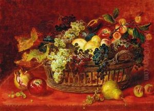 Still Life With Basket Of Fruit by Ludwig Adam Kunz