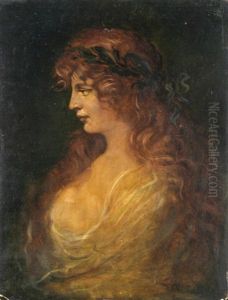 Bildnis Einer Tief Dekolletierten Jungen Schonen Im Profil Nach Links by Ludwig Adam Kunz