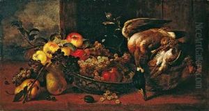 Stillleben Mit Fruchten Und Erlegten Vogeln by Ludwig Adam Kunz