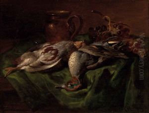 Stillleben Mit Jagdbeute, Krug Und Weintrauben