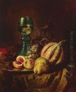 Stilleben Mit Weinpokal Und Fruchten by Ludwig Adam Kunz