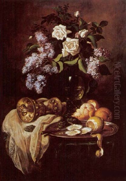 Still Life With Flowers, Citrus, Oysters And Two Wine Chalices - view 1