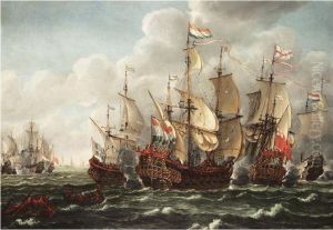 The Battle Of Texel, 1673 - Admiral De Ruyter's Flagship ``seven Provinces' Engaging Prince Rupert's Flagship ``royal Sovereign' by Johannes Becx