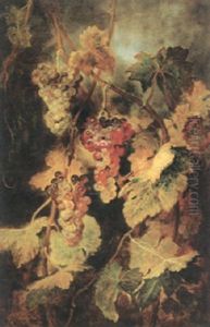 Stilleben Mit Trauben Und Weinlaub Stilleben Mit Trauben Und Weinlaub
